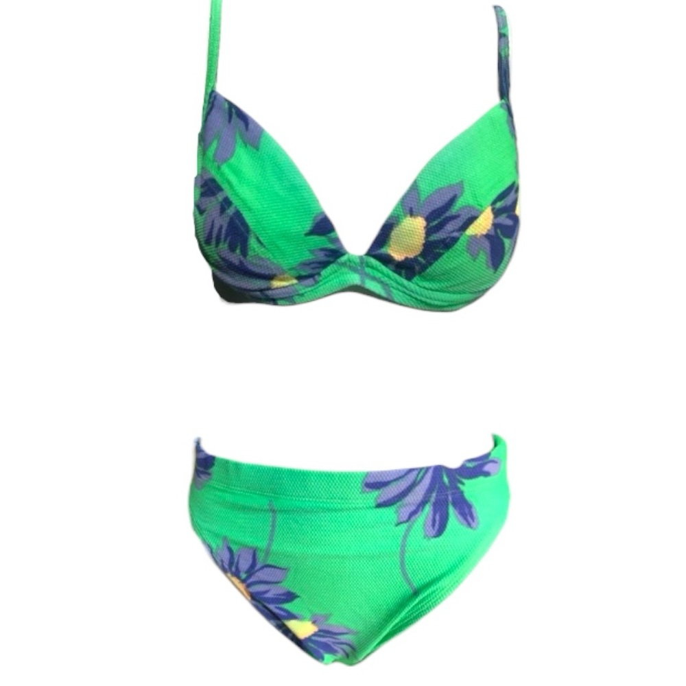 Vintage green floral bikini set